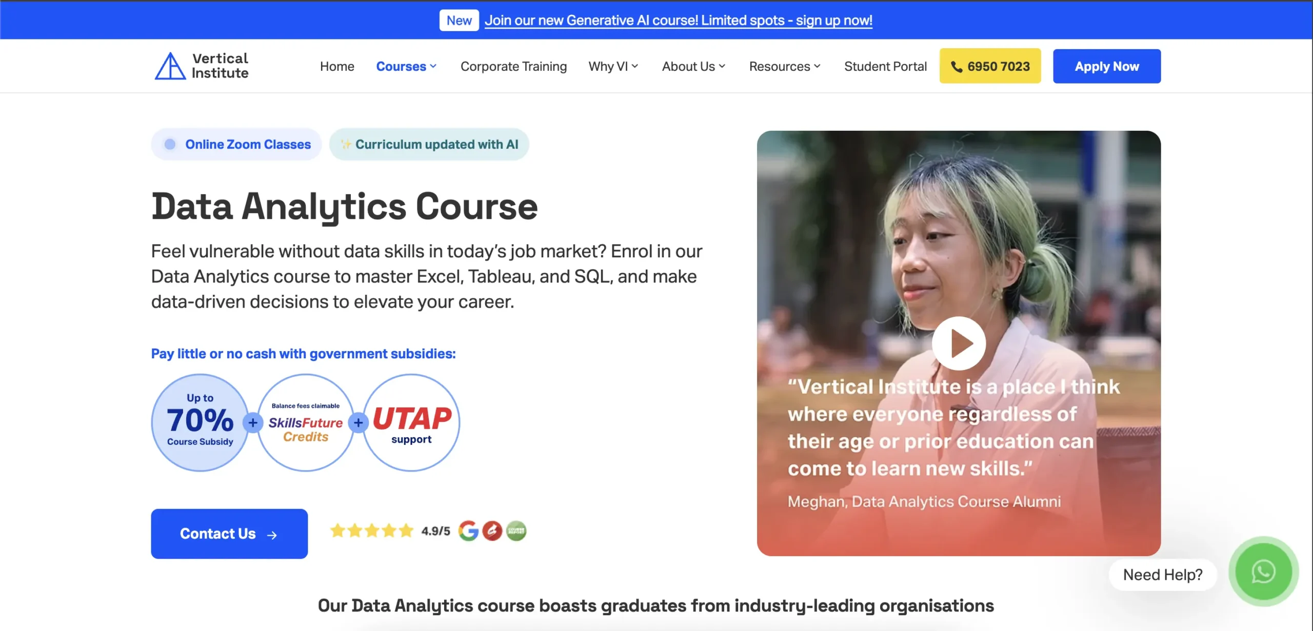 1. Vertical Institute – Data Analytics Course