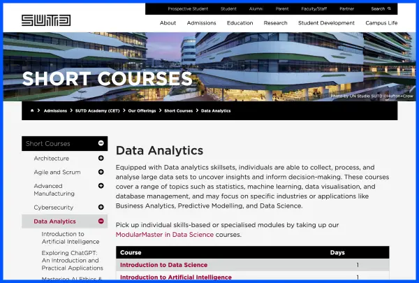 Data Analytics Course by SUTD