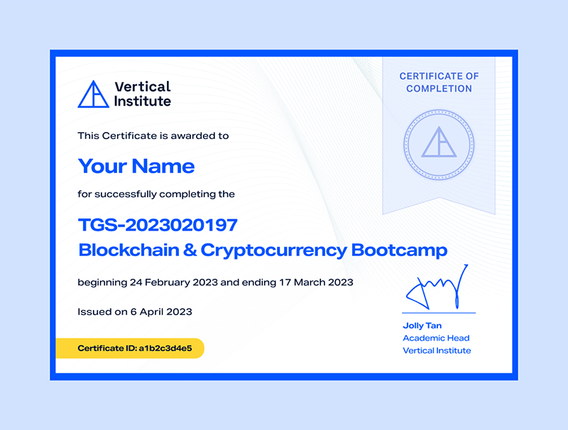 Blockchain and Cryptocurrency Bootcamp Certificate Vertical Institute