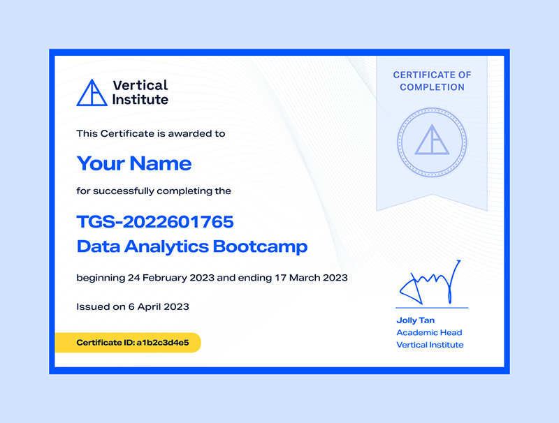 Data Analytics Bootcamp Certificate Vertical Institute