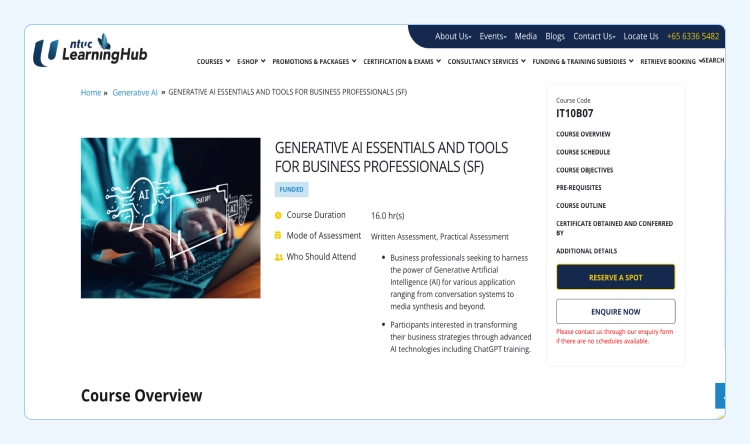 NTUC Learning Hub AI Certification - Vertical Institute